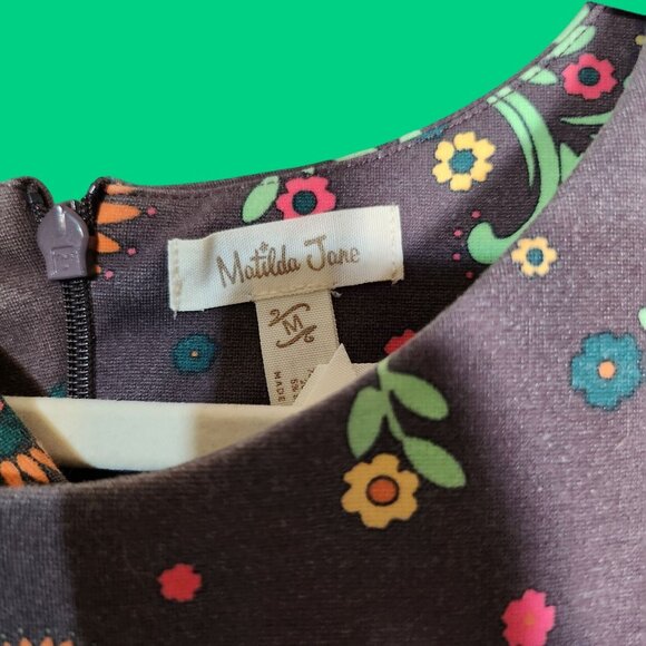 Matilda Jane Dress Womens Medium Brown Floral Print Friends Forever Maja Ponte - Picture 4 of 6